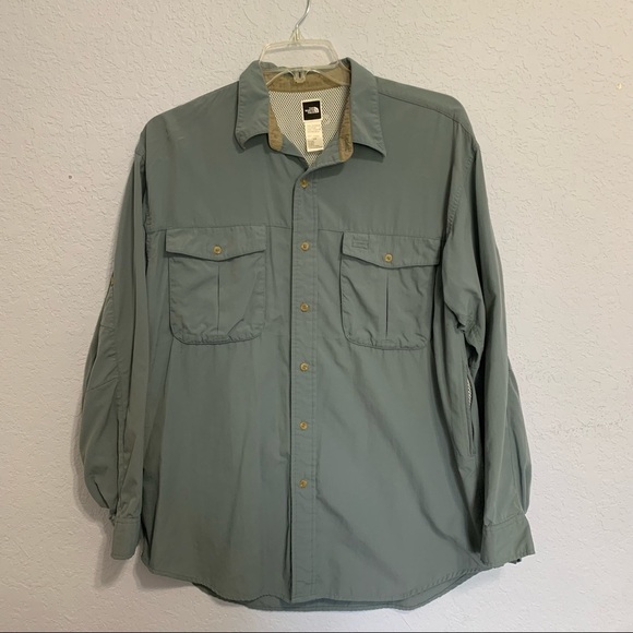 The North Face Men’s Gray Mesh Fishing Shirt Long Sleeves - Picture 1 of 13